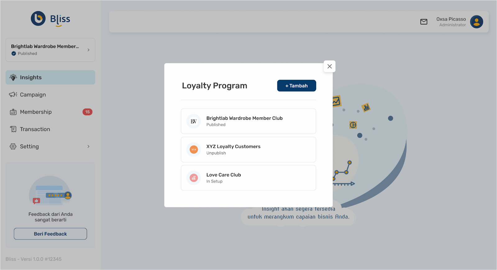 bliss.id manage loyalty program 15