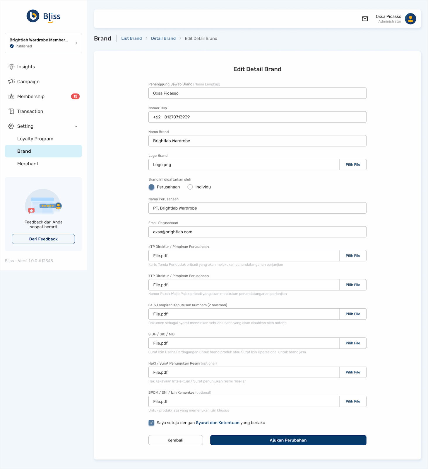 bliss.id manage loyalty program 20