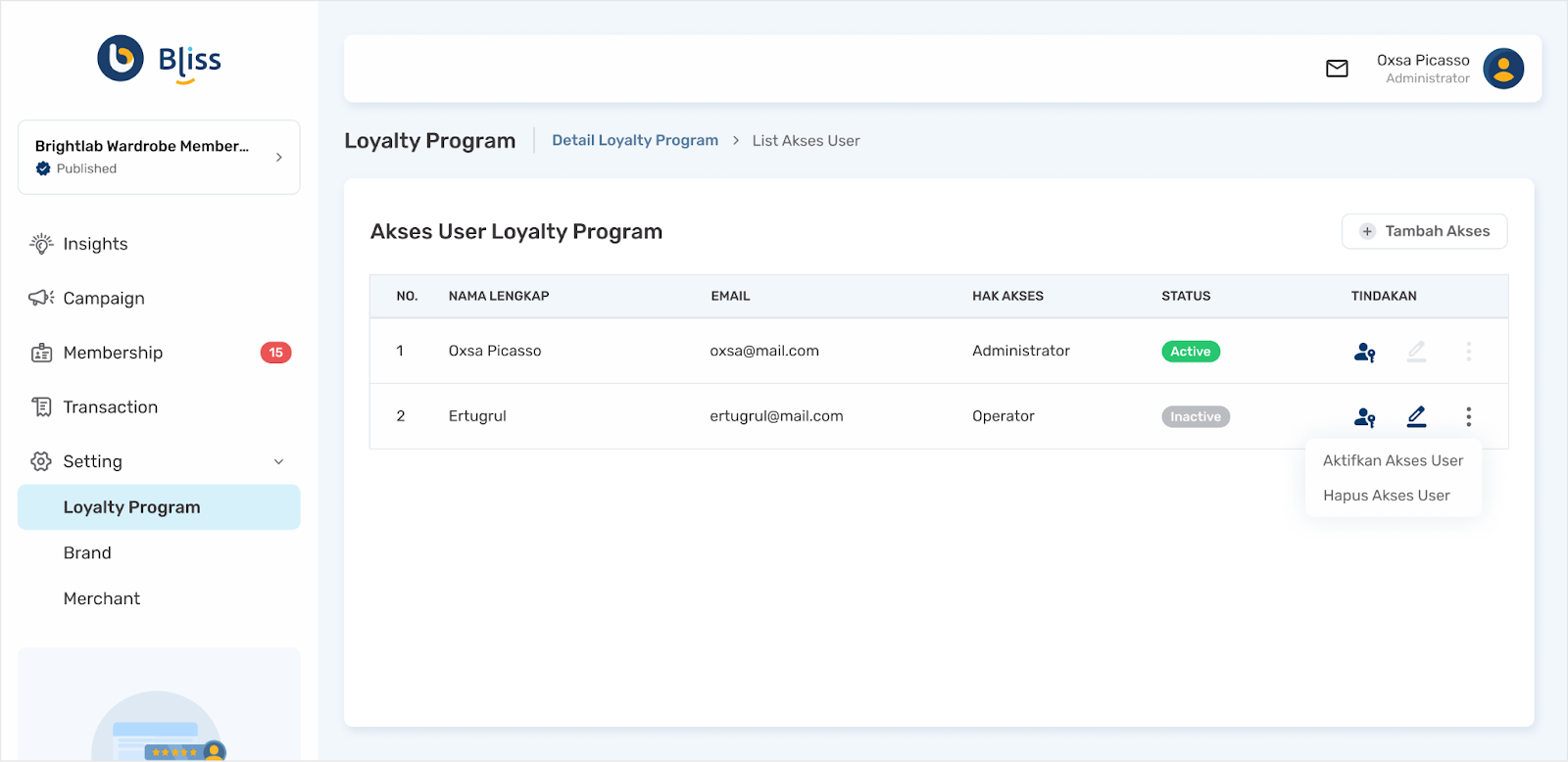 bliss.id manage loyalty program 9